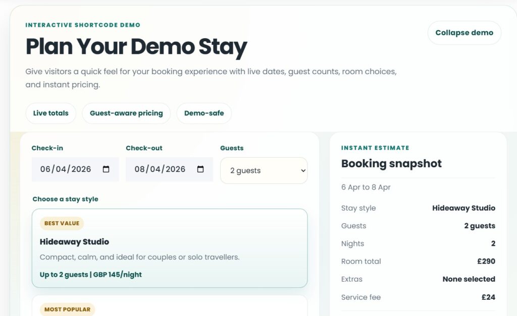 Booking planner demo