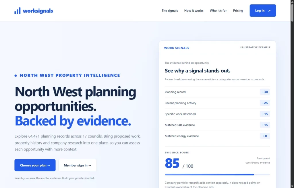 Work Signals homepage preview